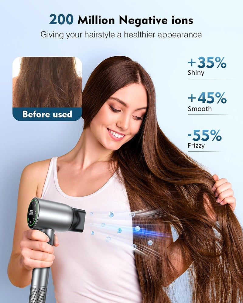 SnugLuv Hair Dryer, 160000 RPM High Speed 200 Million Ionic Blow Dryer, Professional Hair Blow Dryer with Diffuser and Nozzle for Home, Travel & Salon Use, 120V - Image 4